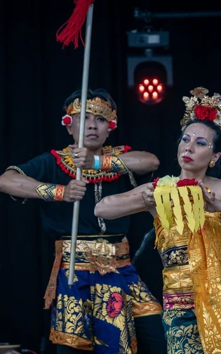 A dance performance in traditional clothing