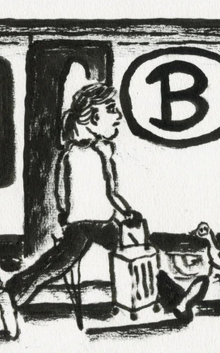 Colour illustration of a worker beside a truck with Japanese text.